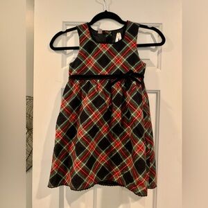 Girls OshKosh sz 6 Black Red Green White Plaid Christmas Dress